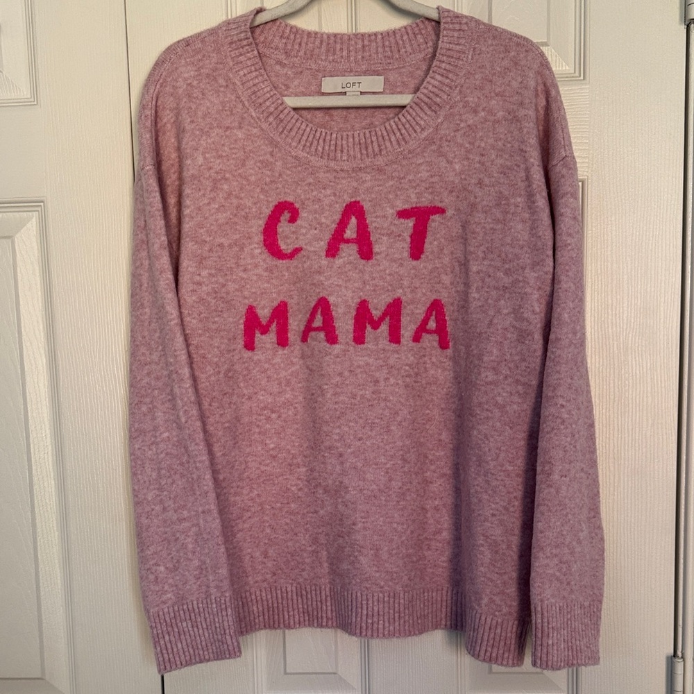 LOFT Mauve 'Cat Mama' Sweater